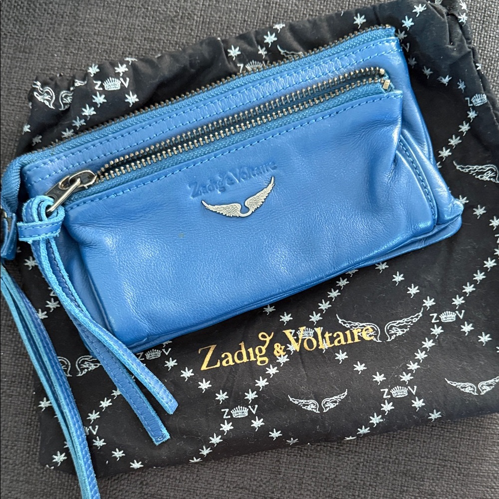 Zadig & Voltaire Vibrant Blue Leather Wristlet